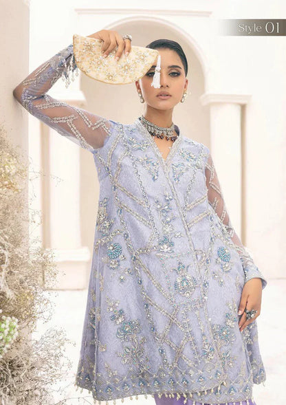 Aik Atelier Wedding Festive 23 LOOK 08 – Lavender Designer Dress with intricate embroidery and embellishments. Shop elegant Wedding dress at Maria Faisal.