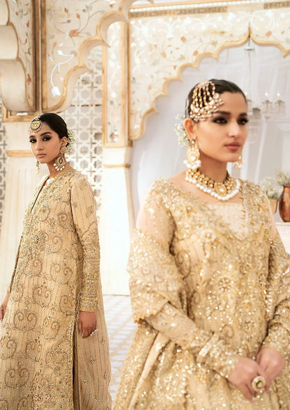 Aik Atelier Wedding Festive 24 LOOK 02 – Beige Designer Dress with intricate embroidery and embellishments. Shop elegant Asian dresses at Maria Faisal.