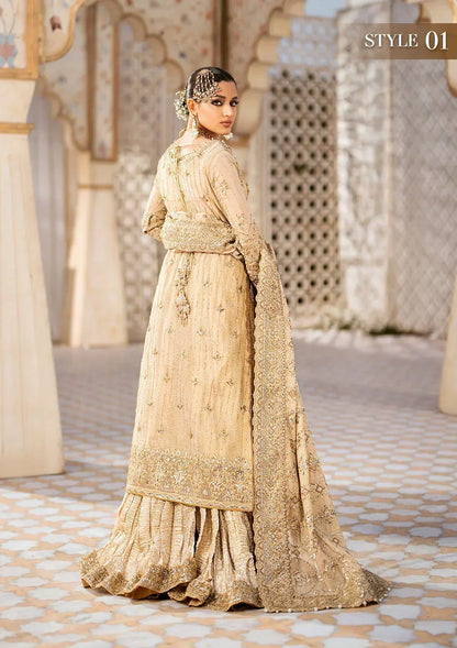 Aik Atelier Wedding Festive 24 LOOK 02 – Beige Designer Dress with intricate embroidery and embellishments. Shop elegant Asian dresses at Maria Faisal.