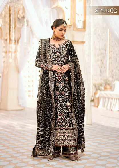Aik Atelier Wedding Festive 24 LOOK 04 – Black Designer Dress with intricate embroidery and embellishments. Shop wedding dresses at Maria Faisal.