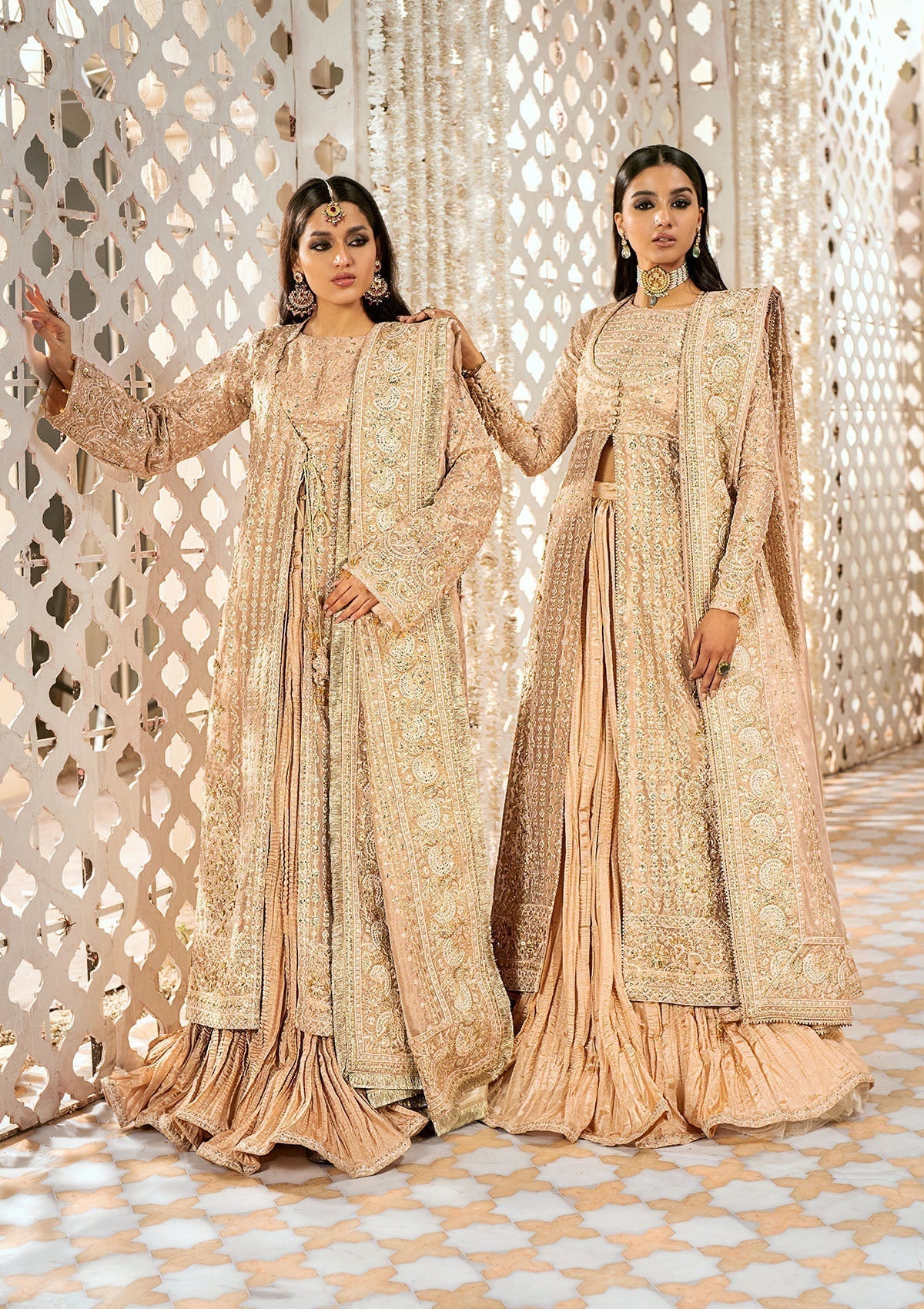 Aik Atelier Wedding Festive 24 LOOK 06 – Beige Designer Dress with intricate embroidery and embellishments. Shop wedding dresses at Maria Faisal.