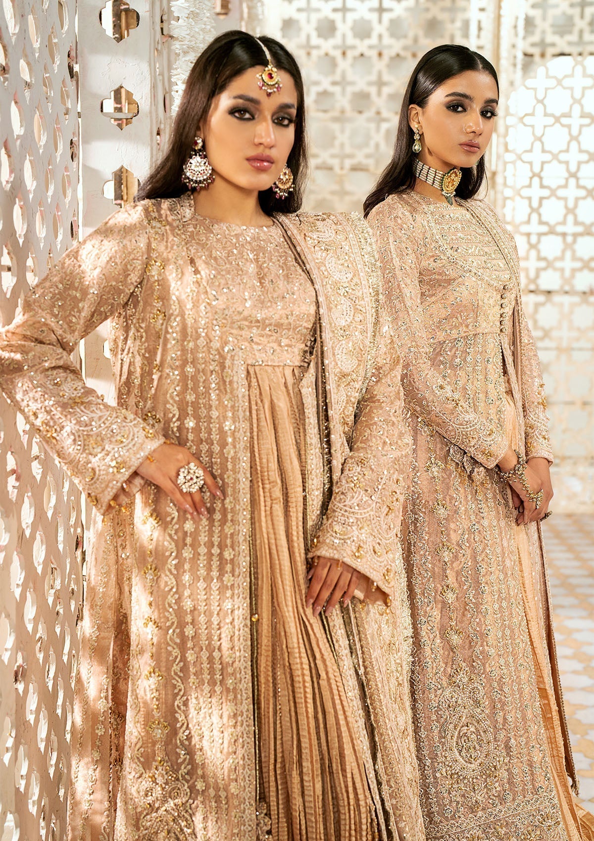 Aik Atelier Wedding Festive 24 LOOK 06 – Beige Designer Dress with intricate embroidery and embellishments. Shop wedding dresses at Maria Faisal.