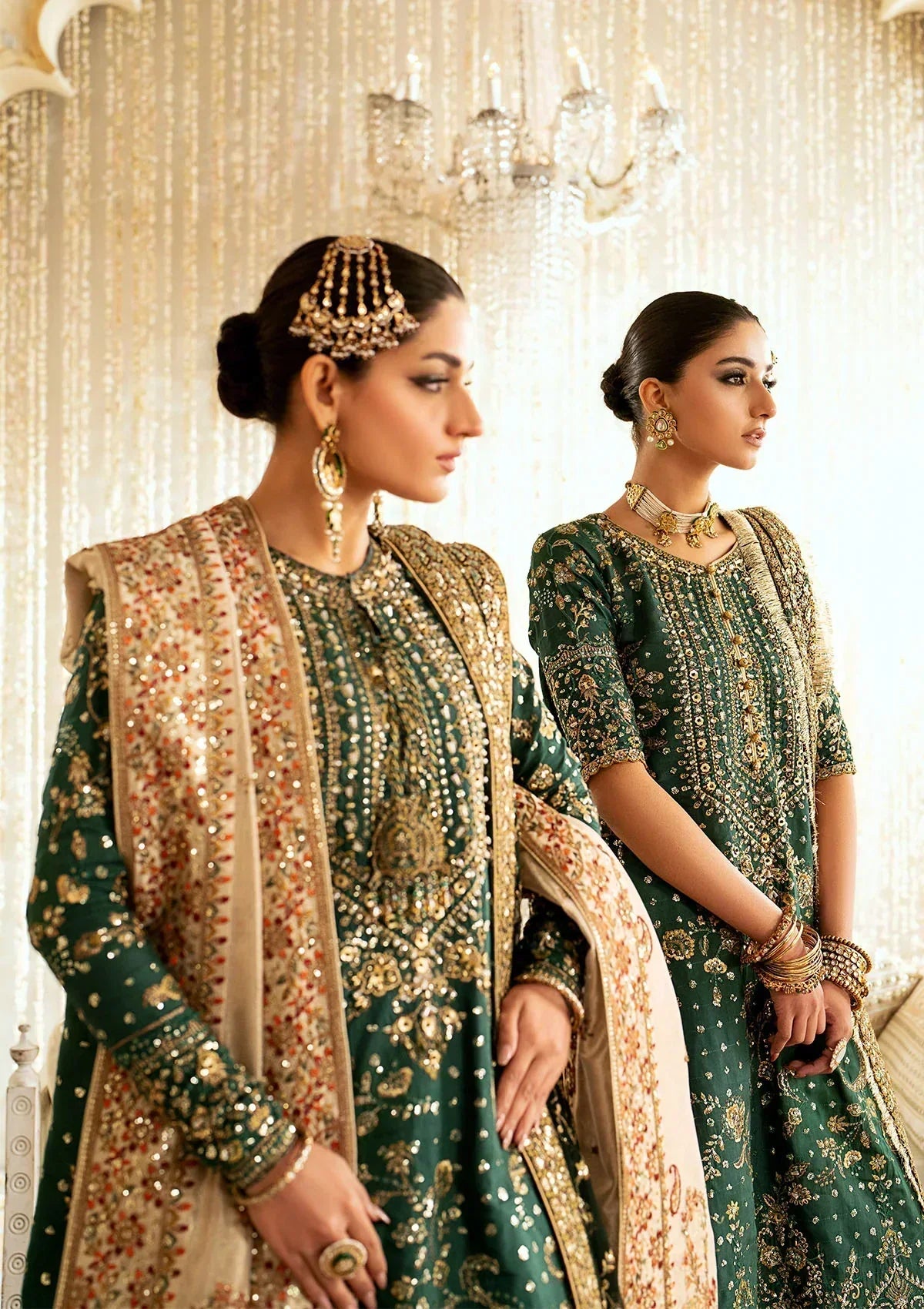 Aik Atelier Wedding Festive 24 LOOK 07 – Green Designer Dress with intricate embroidery and embellishments. Shop wedding dresses at Maria Faisal.