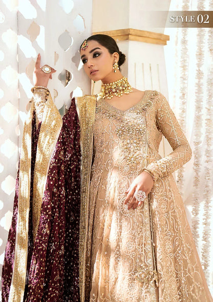 Aik Atelier Wedding Festive 24 LOOK 08 – Gold Designer Dress with intricate embroidery and embellishments. Shop wedding dresses at Maria Faisal.