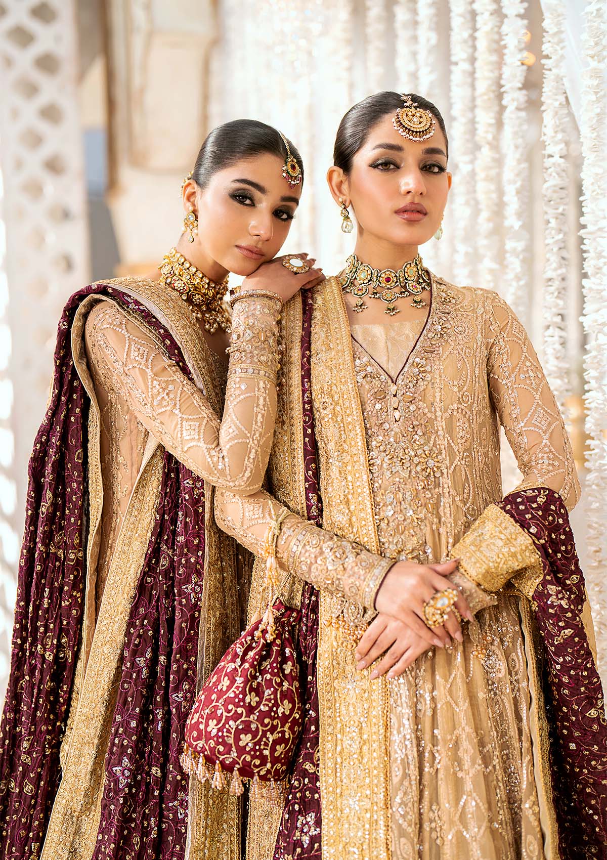 Aik Atelier Wedding Festive 24 LOOK 08 – Gold Designer Dress with intricate embroidery and embellishments. Shop wedding dresses at Maria Faisal.