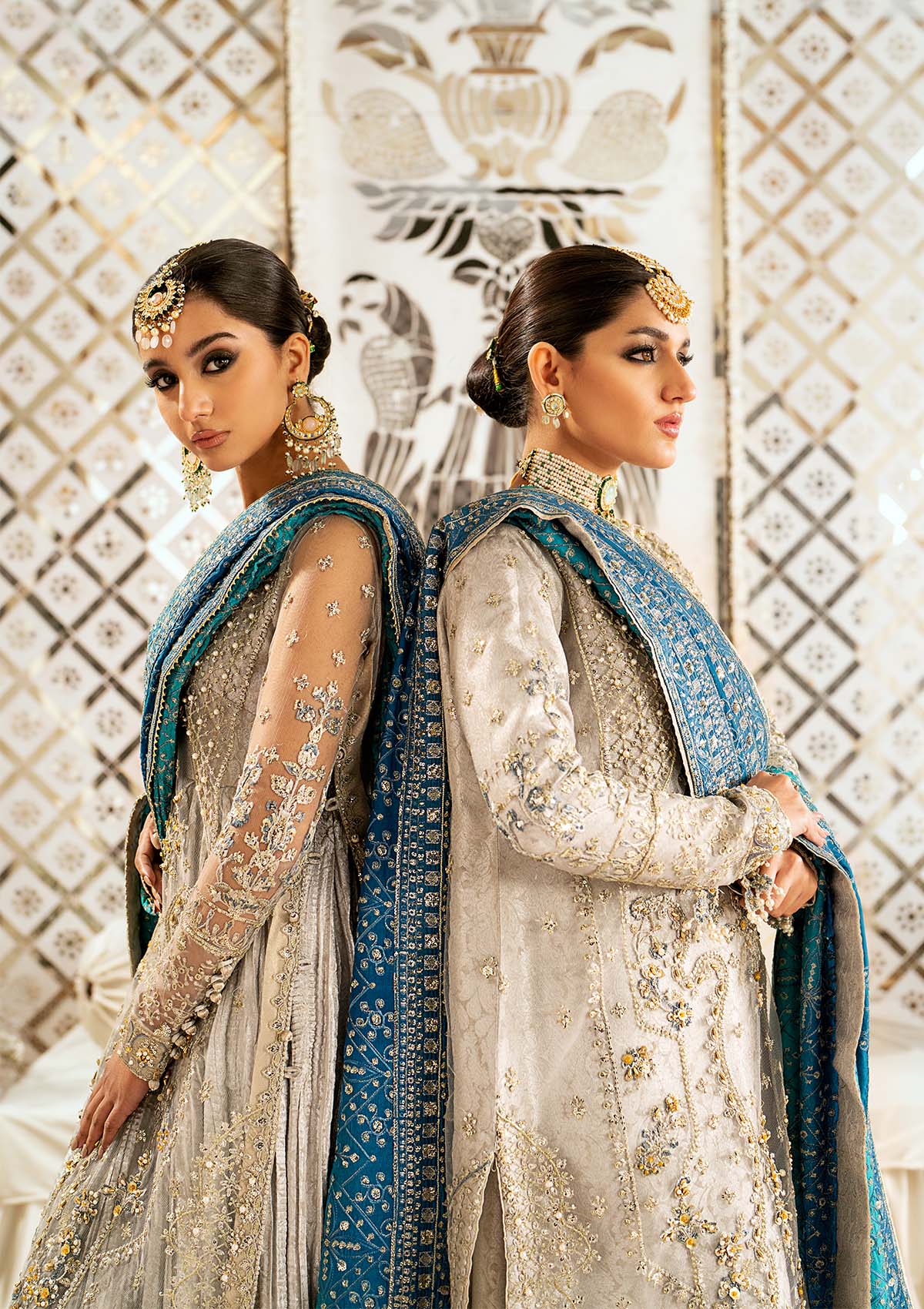 Aik Atelier Wedding Festive 24 LOOK 10 – Light Grey Designer Dress with intricate embroidery and embellishments. Shop wedding dresses at Maria Faisal.