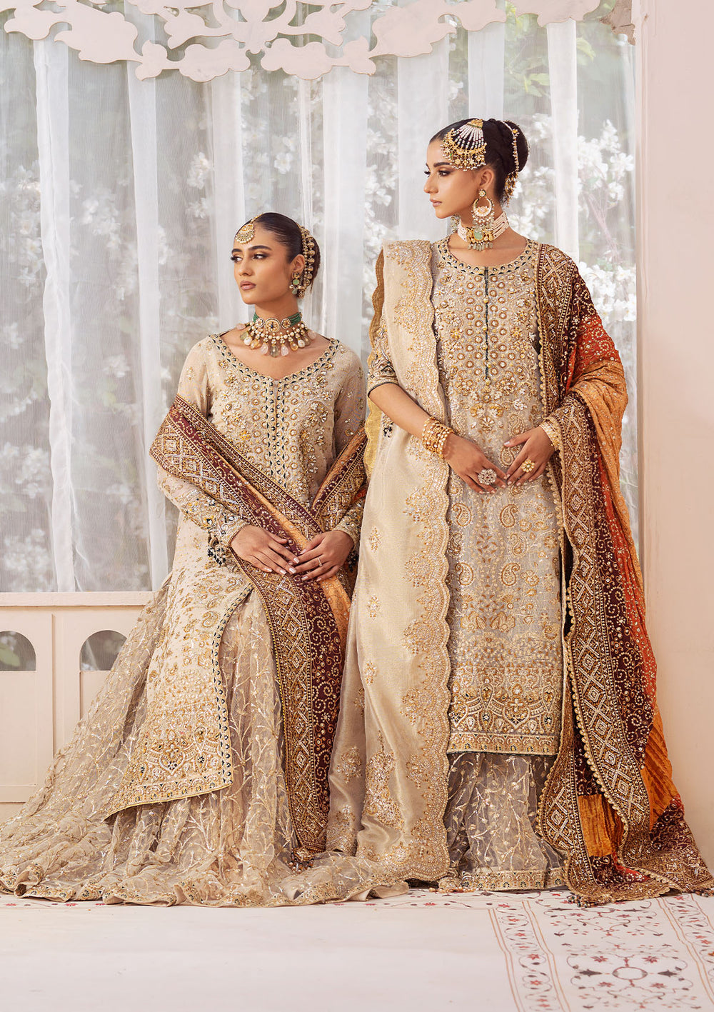 Aik Atelier Wedding Festive 24 Vol 2 LOOK 1– Off White Pakistani Dress with intricate embroidery and embellishments. Shop elegant Asian dresses at Maria Faisal.