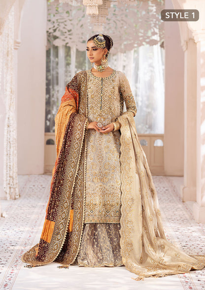 Aik Atelier Wedding Festive 24 Vol 2 LOOK 1– Off White Pakistani Dress with intricate embroidery and embellishments. Shop elegant Asian dresses at Maria Faisal.