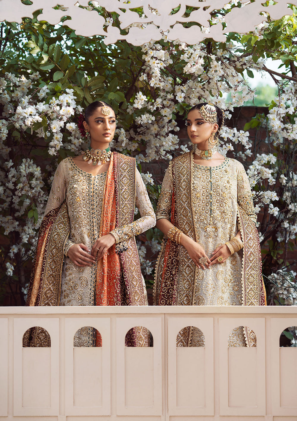 Aik Atelier Wedding Festive 24 Vol 2 LOOK 1– Off White Pakistani Dress with intricate embroidery and embellishments. Shop elegant Asian dresses at Maria Faisal.