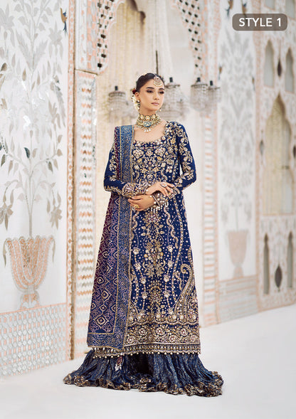Aik Atelier Wedding Festive 24 Vol 2 LOOK 05 – Navy Blue Pakistani Dress with intricate embroidery and embellishments. Shop elegant Asian dresses at Maria Faisal.