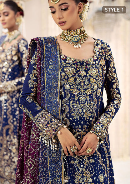 Aik Atelier Wedding Festive 24 Vol 2 LOOK 05 – Navy Blue Pakistani Dress with intricate embroidery and embellishments. Shop elegant Asian dresses at Maria Faisal.