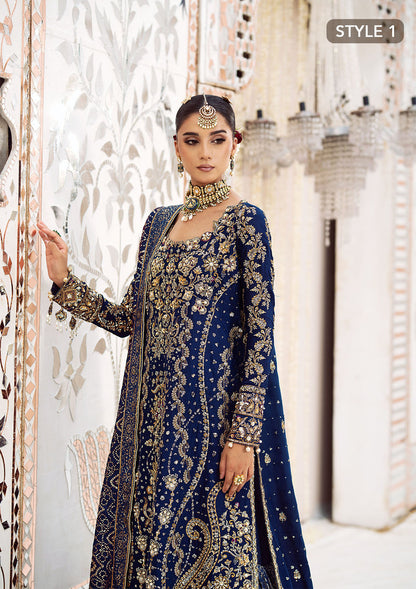 Aik Atelier Wedding Festive 24 Vol 2 LOOK 05 – Navy Blue Pakistani Dress with intricate embroidery and embellishments. Shop elegant Asian dresses at Maria Faisal.
