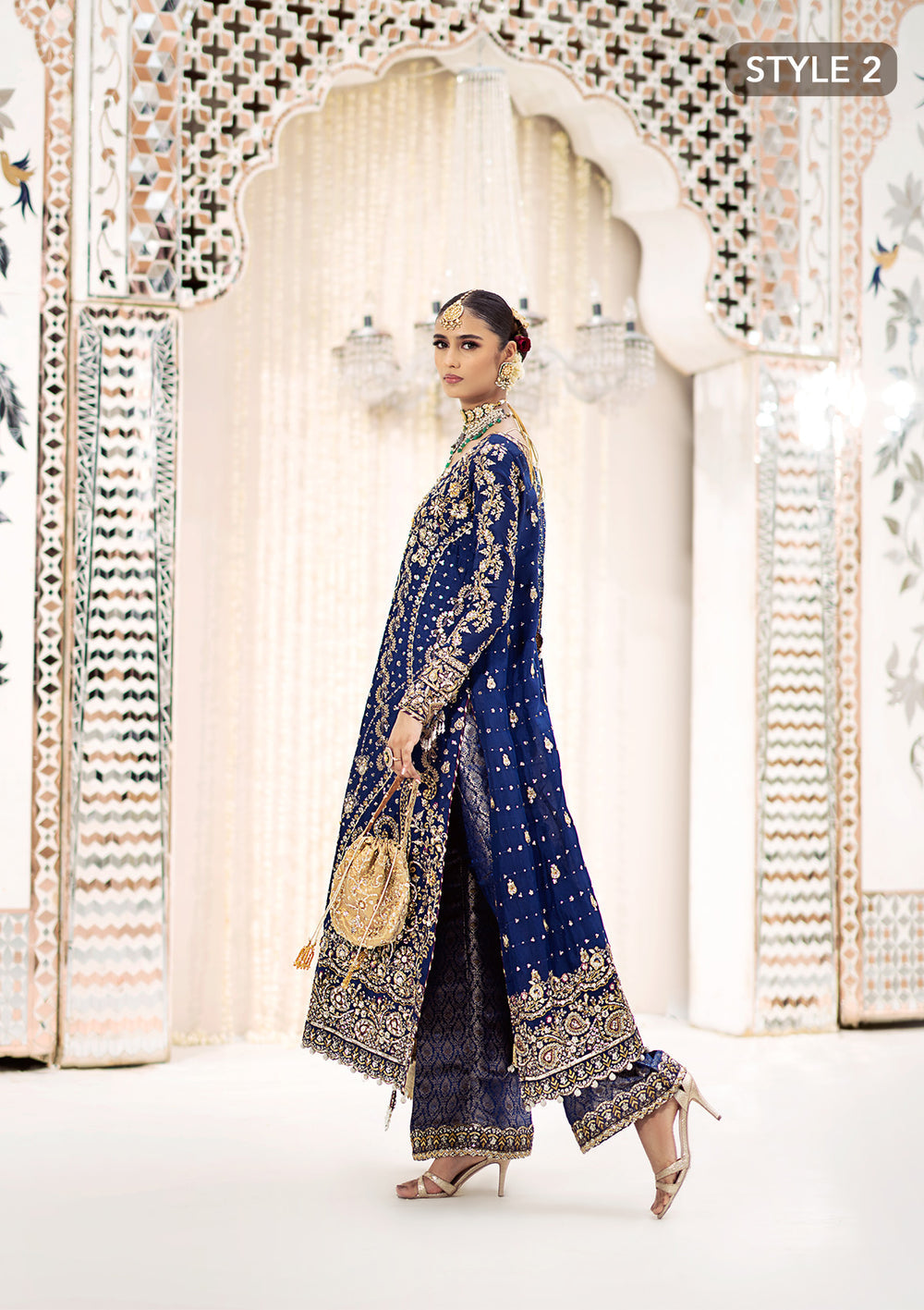 Aik Atelier Wedding Festive 24 Vol 2 LOOK 05 – Navy Blue Pakistani Dress with intricate embroidery and embellishments. Shop elegant Asian dresses at Maria Faisal.