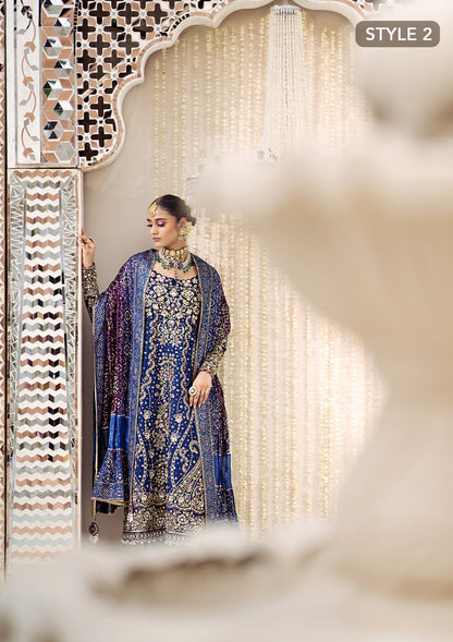 Aik Atelier Wedding Festive 24 Vol 2 LOOK 05 – Navy Blue Pakistani Dress with intricate embroidery and embellishments. Shop elegant Asian dresses at Maria Faisal.