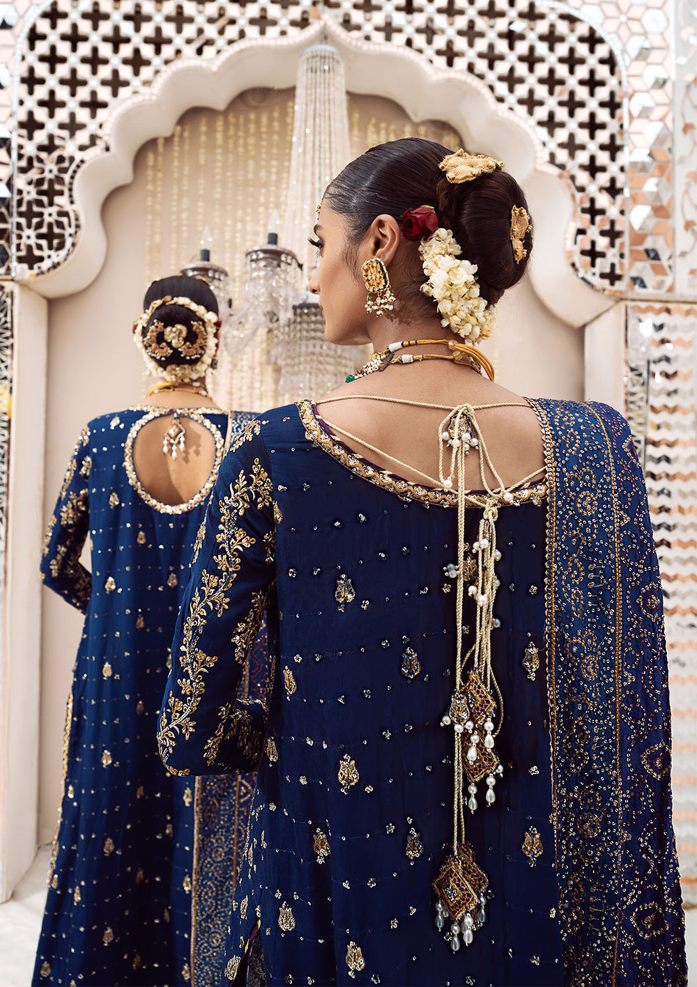 Aik Atelier Wedding Festive 24 Vol 2 LOOK 05 – Navy Blue Pakistani Dress with intricate embroidery and embellishments. Shop elegant Asian dresses at Maria Faisal.