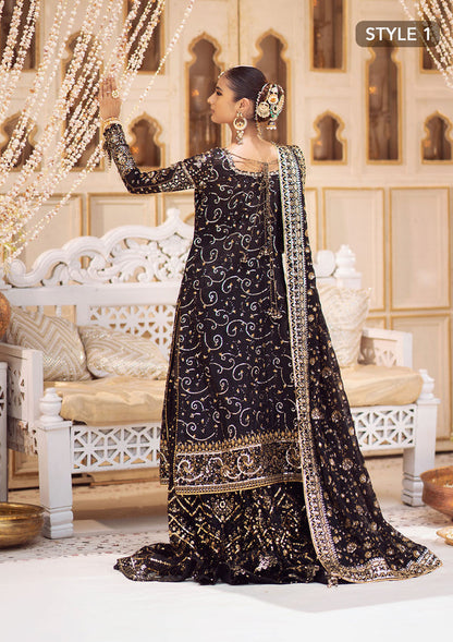 Aik Atelier Wedding Festive 24 Vol 2 LOOK 07 – Black Pakistani Dress with intricate embroidery and embellishments. Shop elegant Asian dresses at Maria Faisal.