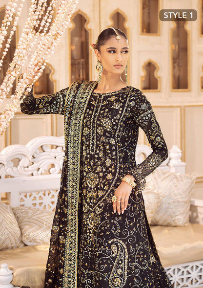Aik Atelier Wedding Festive 24 Vol 2 LOOK 07 – Black Pakistani Dress with intricate embroidery and embellishments. Shop elegant Asian dresses at Maria Faisal.