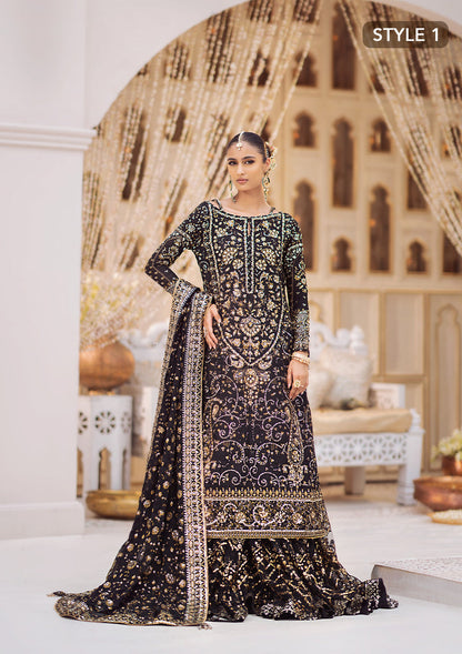 Aik Atelier Wedding Festive 24 Vol 2 LOOK 07 – Black Pakistani Dress with intricate embroidery and embellishments. Shop elegant Asian dresses at Maria Faisal.