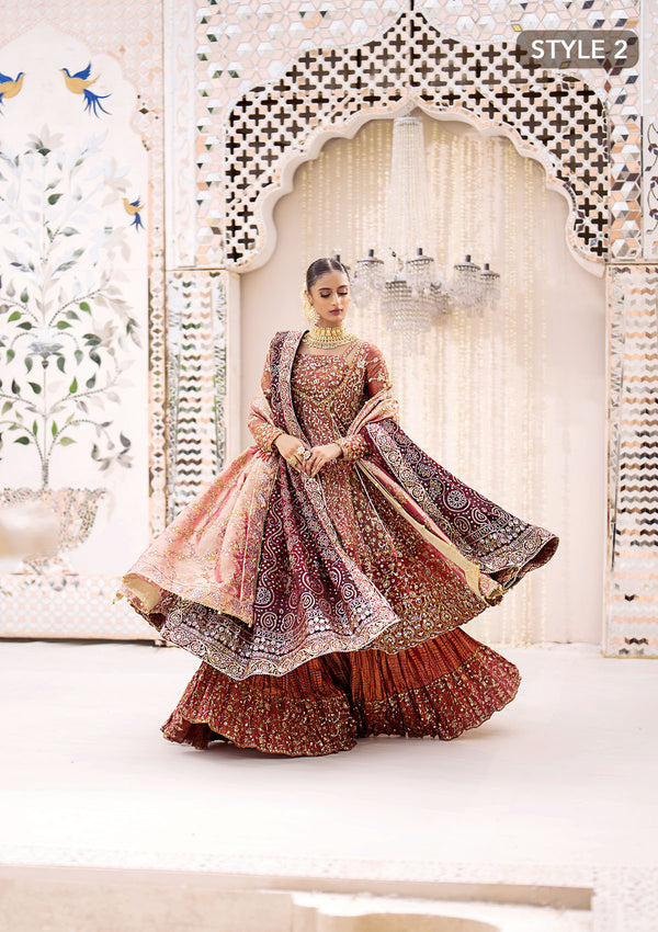 Aik Atelier Wedding Festive 24 Vol 2 LOOK 08 – Vermilion Pakistani Dress with intricate embroidery and embellishments. Shop elegant Asian dresses at Maria Faisal.