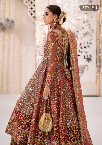 Aik Atelier Wedding Festive 24 Vol 2 LOOK 08 – Vermilion Pakistani Dress with intricate embroidery and embellishments. Shop elegant Asian dresses at Maria Faisal.