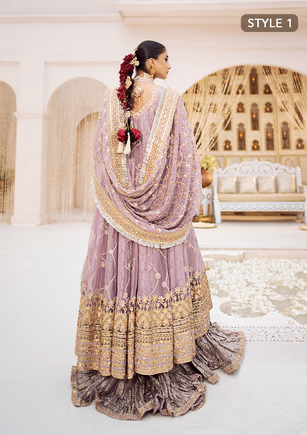 Aik Atelier Wedding Festive 24 Vol 2 LOOK 10 – Lilac Pakistani Dress with intricate embroidery and embellishments. Shop elegant Asian dresses at Maria Faisal.