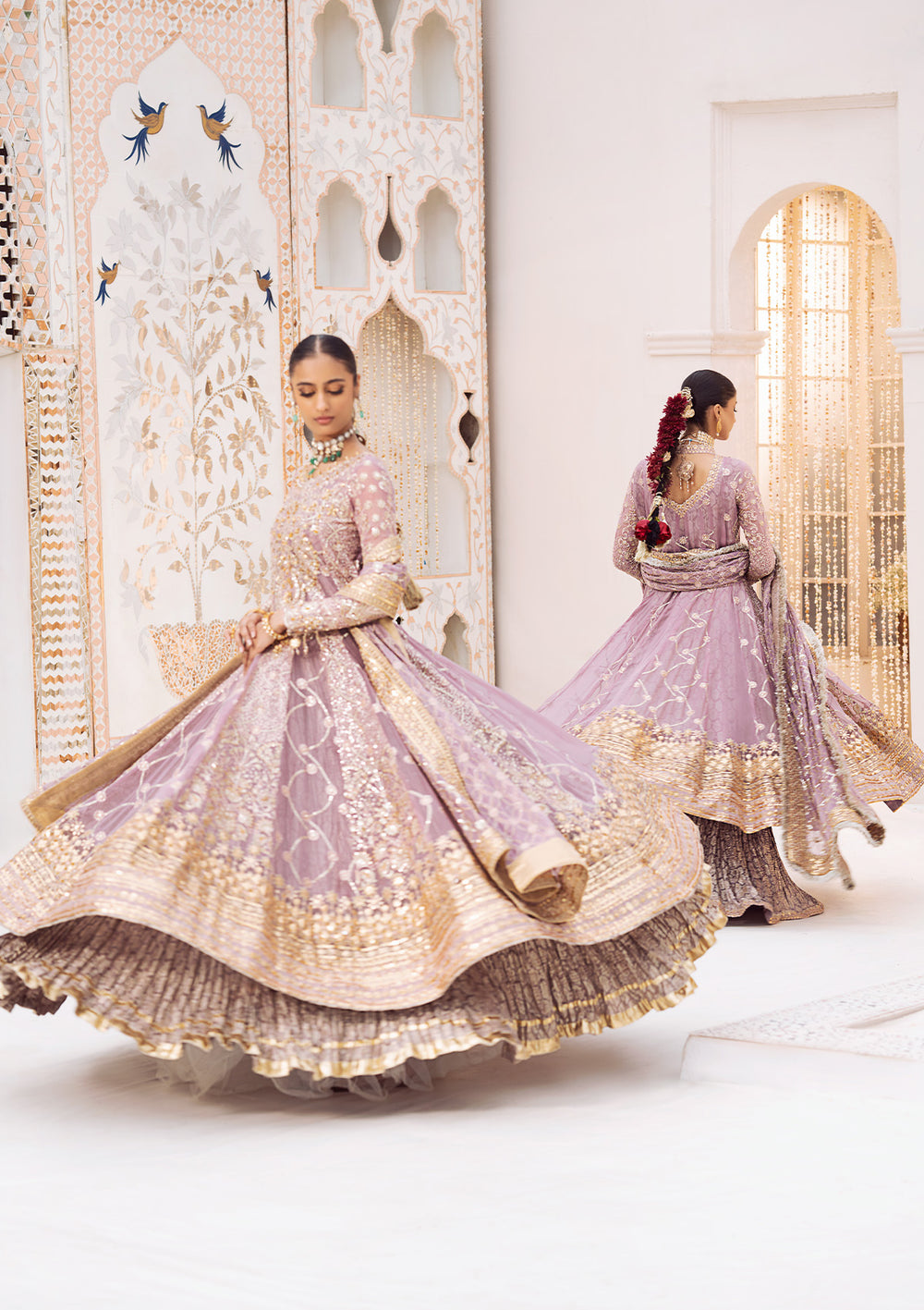 Aik Atelier Wedding Festive 24 Vol 2 LOOK 10 – Lilac Pakistani Dress with intricate embroidery and embellishments. Shop elegant Asian dresses at Maria Faisal.