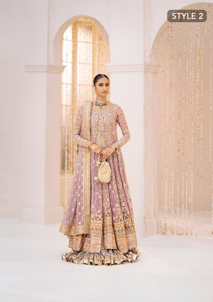 Aik Atelier Wedding Festive 24 Vol 2 LOOK 10 – Lilac Pakistani Dress with intricate embroidery and embellishments. Shop elegant Asian dresses at Maria Faisal.
