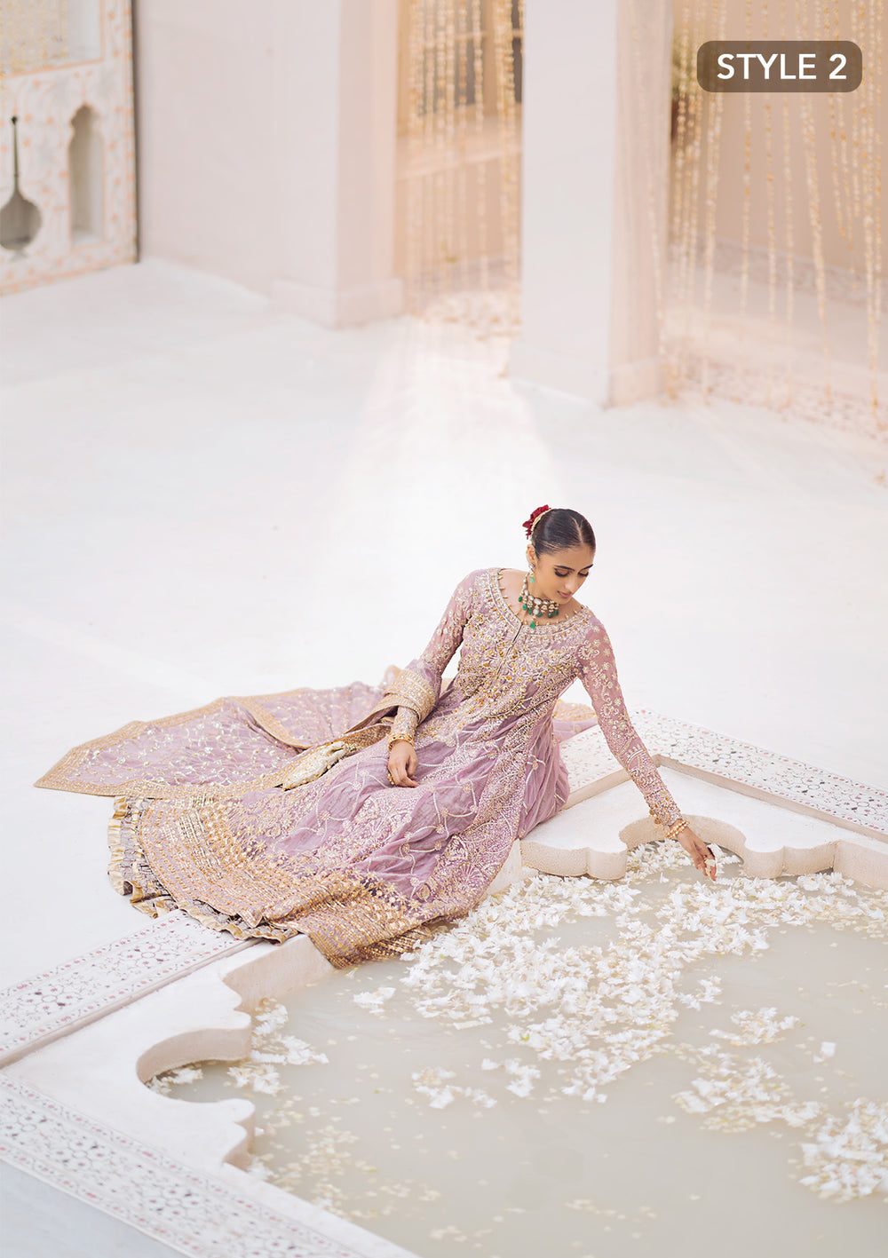 Aik Atelier Wedding Festive 24 Vol 2 LOOK 10 – Lilac Pakistani Dress with intricate embroidery and embellishments. Shop elegant Asian dresses at Maria Faisal.