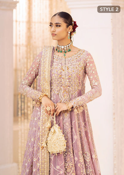Aik Atelier Wedding Festive 24 Vol 2 LOOK 10– Lilac Pakistani Dress with intricate embroidery and embellishments. Shop elegant Asian dresses at Maria Faisal.