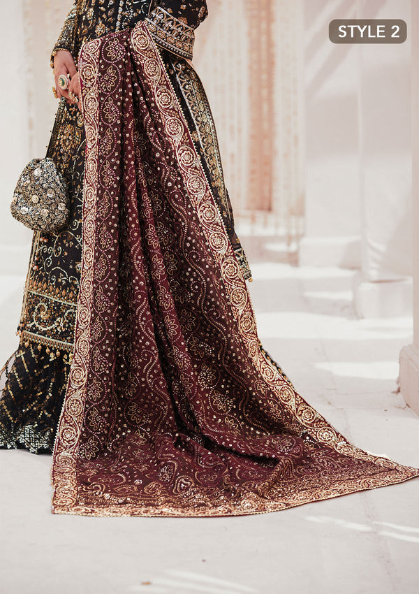 Aik Atelier | MAROON TUSSAR SILK CHUNRI SHAWL - Designer Dress with Intricate embroidery and embellishments. Shop elegent wedding dress at Maria Faisal.