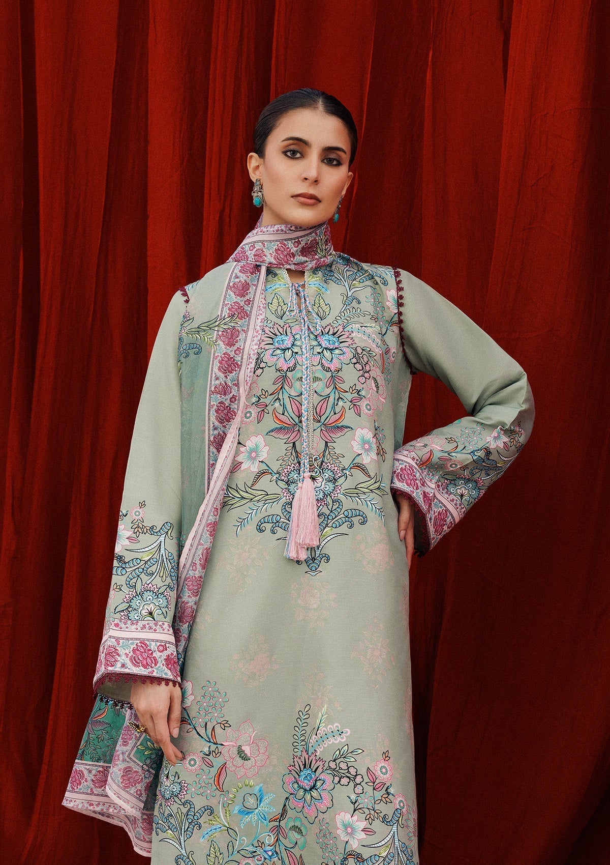 Aik Atelier | Roz Khaddar | AIK ROZ '25 D2 - LOOK 06 - Luxury Dress - available at Maria Faisal in UK and USA.