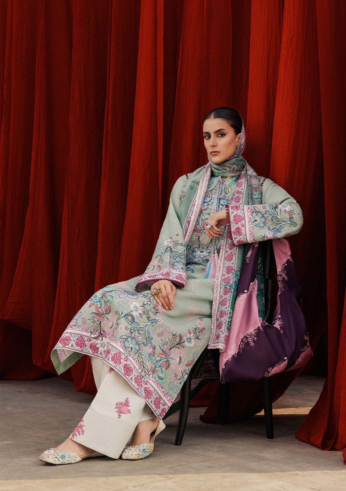 Aik Atelier | Roz Khaddar | AIK ROZ '25 D2 - LOOK 06 - Luxury Dress - available at Maria Faisal in UK and USA.