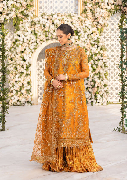 Aik Atelier Formals Vol-1 24 Look 5 – Rust Pakistani Dress with intricate embroidery and embellishments. Shop elegant Asian dresses at Maria Faisal.