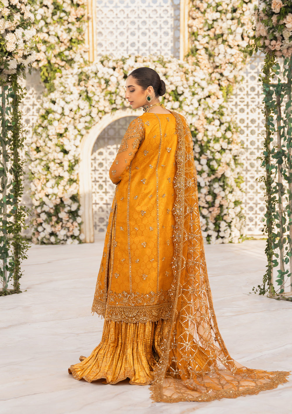 Aik Atelier Formals Vol-1 24 Look 5 – Rust Pakistani Dress with intricate embroidery and embellishments. Shop elegant Asian dresses at Maria Faisal.