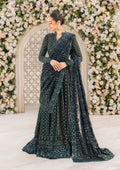 Aik Atelier Formals Vol-1 24 Look 1 – Bottle Green Pakistani Dress with intricate embroidery and embellishments. Shop elegant Asian dresses at Maria Faisal.