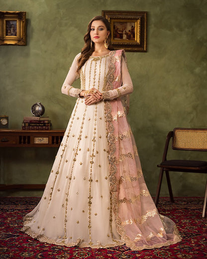 Ain | Aroosh Luxury Formals 24 | AR-91 NOOR-E-NAZAR (Off White) - Designer Dress with Intricate embroidery and embellishments. Shop elegent wedding dress at Maria Faisal.