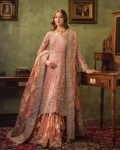 Ain | Aroosh Luxury Formals 24 | AR-96 ARZU (Pink) - Designer Dress with Intricate embroidery and embellishments. Shop elegent wedding dress at Maria Faisal.