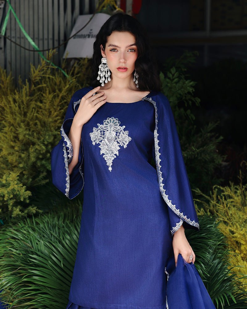 Ain | Prestige Festive Edit | AN - 141 E - is Blue dress from Ain - Ladies Clothes - Maria Faisal