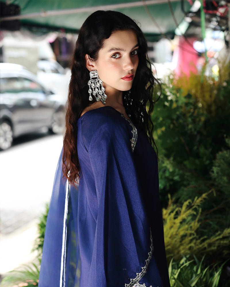 Ain | Prestige Festive Edit | AN - 141 E - is Blue dress from Ain - Ladies Clothes - Maria Faisal