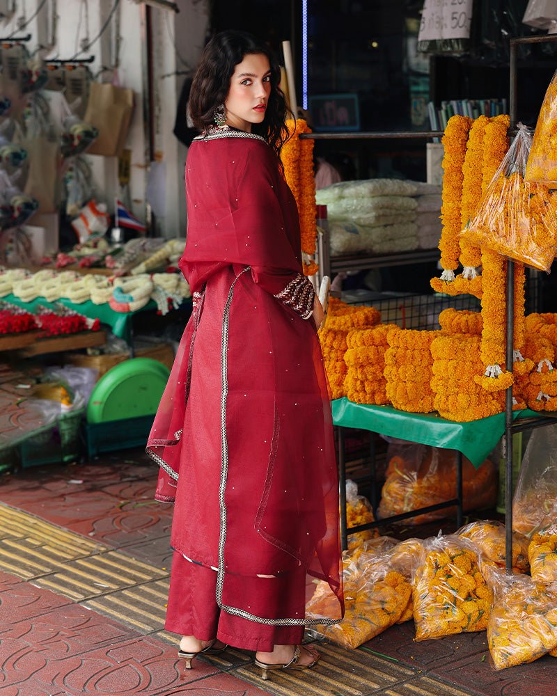 Ain | Prestige Festive Edit | AN - 142 F - is Maroon dress from Ain - Ladies Clothes - Maria Faisal
