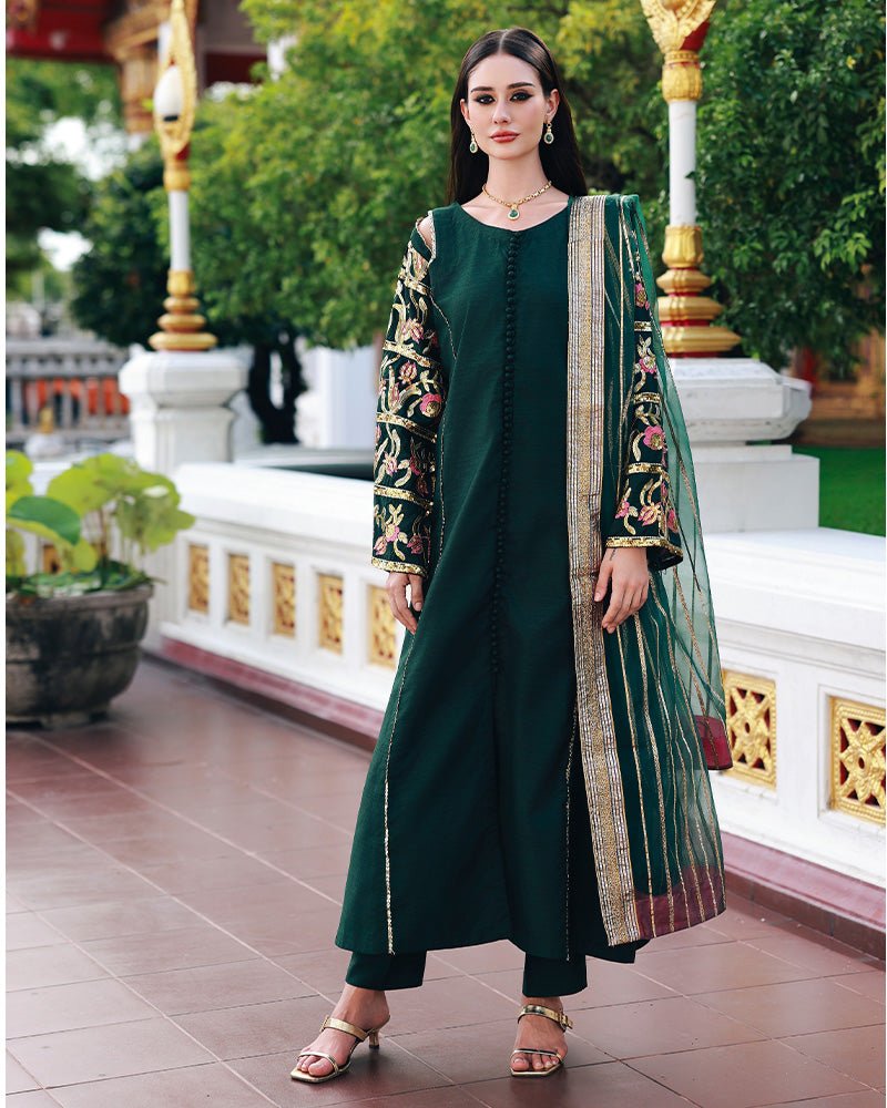 Ain | Prestige Festive Edit | AN - 143 B - is Green dress from Ain - Ladies Clothes - Maria Faisal