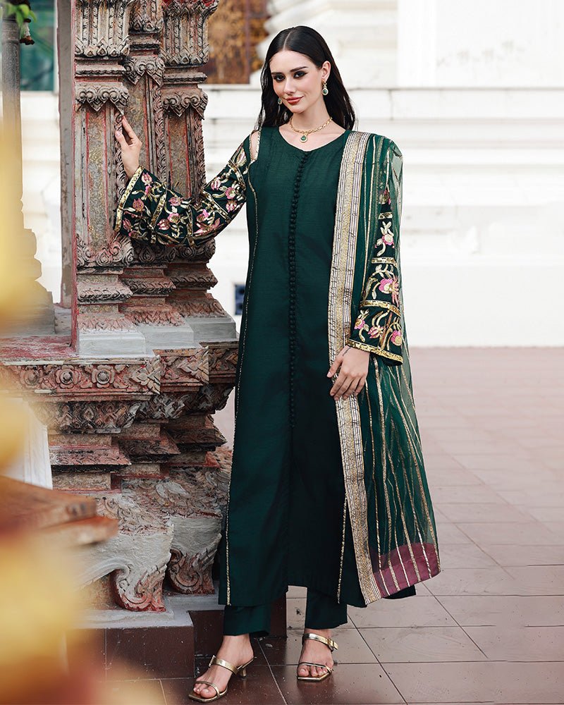 Ain | Prestige Festive Edit | AN - 143 B - is Green dress from Ain - Ladies Clothes - Maria Faisal