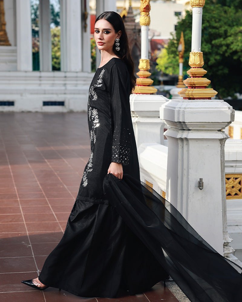 Ain | Prestige Festive Edit | AN - 144 G - is Black dress from Ain - Ladies Clothes - Maria Faisal