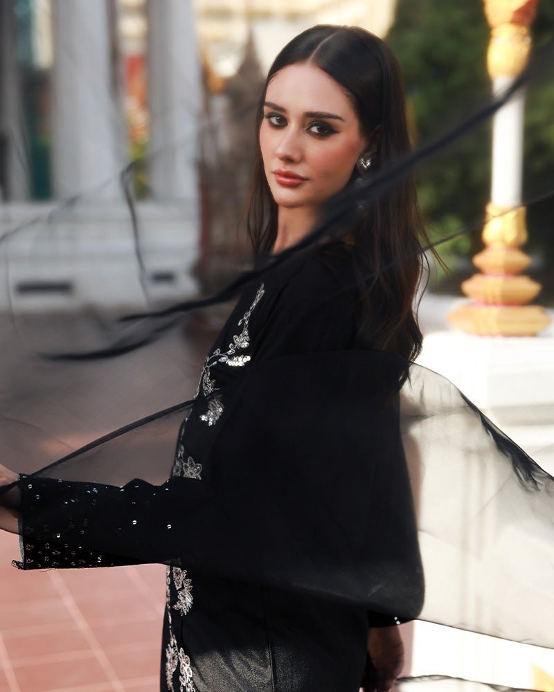 Ain | Prestige Festive Edit | AN - 144 G - is Black dress from Ain - Ladies Clothes - Maria Faisal
