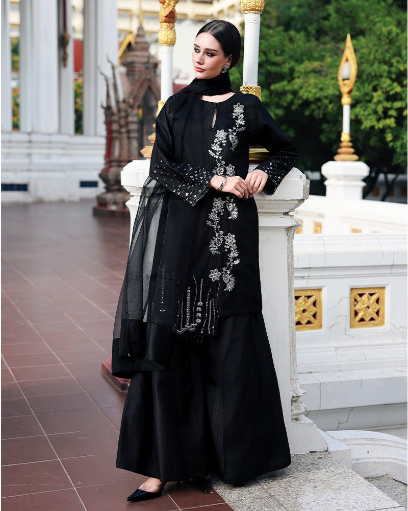 Ain | Prestige Festive Edit | AN - 144 G - is Black dress from Ain - Ladies Clothes - Maria Faisal