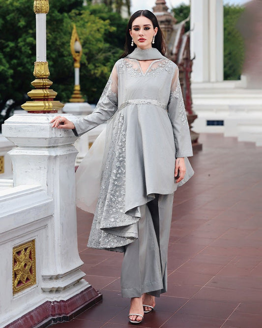 Ain | Prestige Festive Edit | AN - 146 C AN - 146 C - is Gray dress from Ain - Ladies Clothes - Maria Faisal