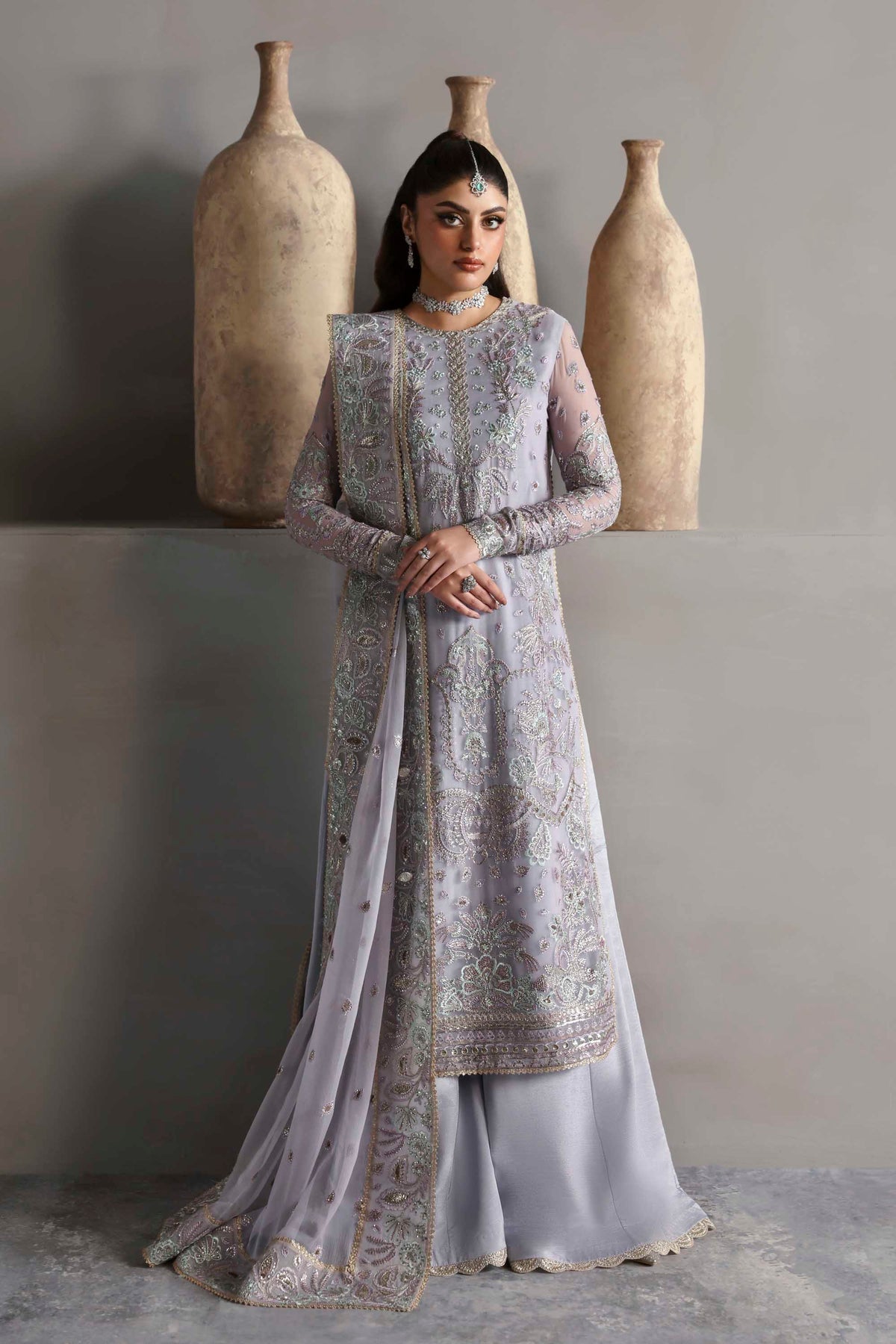 Akbar Aslam | Meeras Luxury Chiffon 25 | Emeraya - Formal Dress - available at Maria Faisal in UK and USA.
