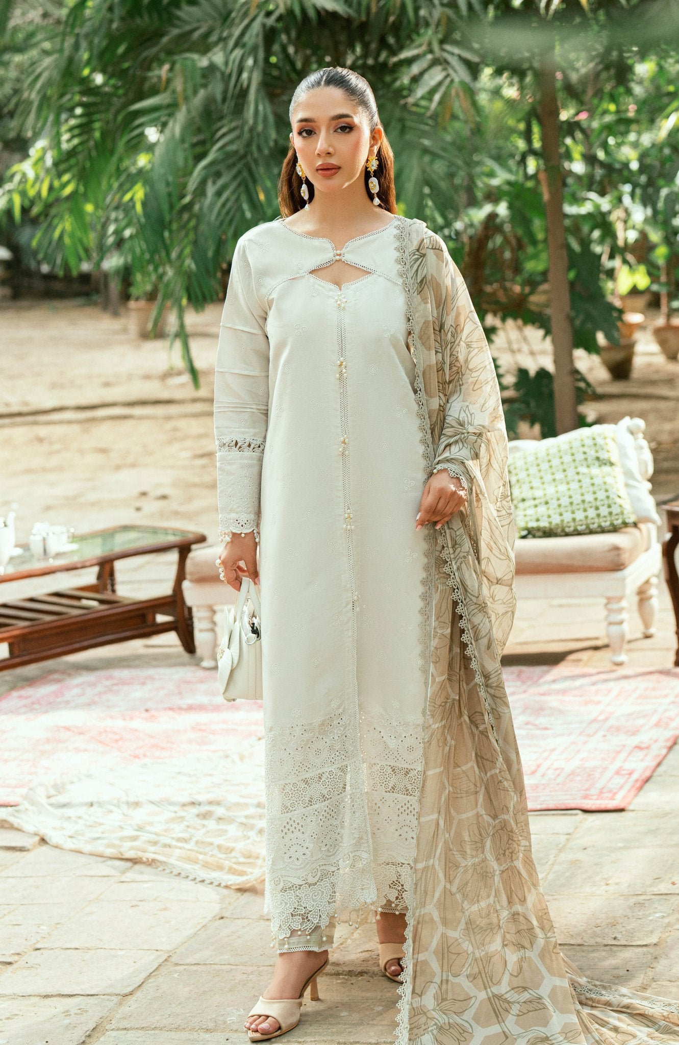 Al zohaib | Laserkari Premium Edition 25 | LKP - 25 - 08 A - is Ivory dress from Al zohaib - Ladies Clothes - Maria Faisal