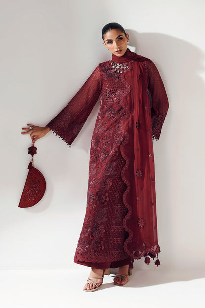 Alizeh | Aymal Luxury Bamber Chiffon | RIKA MAROON - Formal Wear - available at Maria Faisal in UK and USA