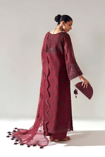 Alizeh | Aymal Luxury Bamber Chiffon | RIKA MAROON - Formal Wear - available at Maria Faisal in UK and USA